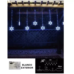Cortina de Luz Copos de Nieve 300L Blanca